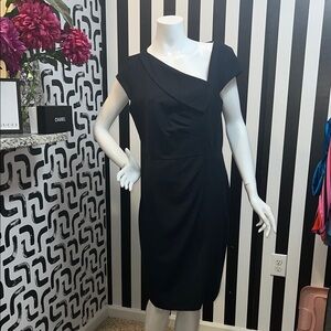 New York & Company Elegant Black One-Shoulder Dress